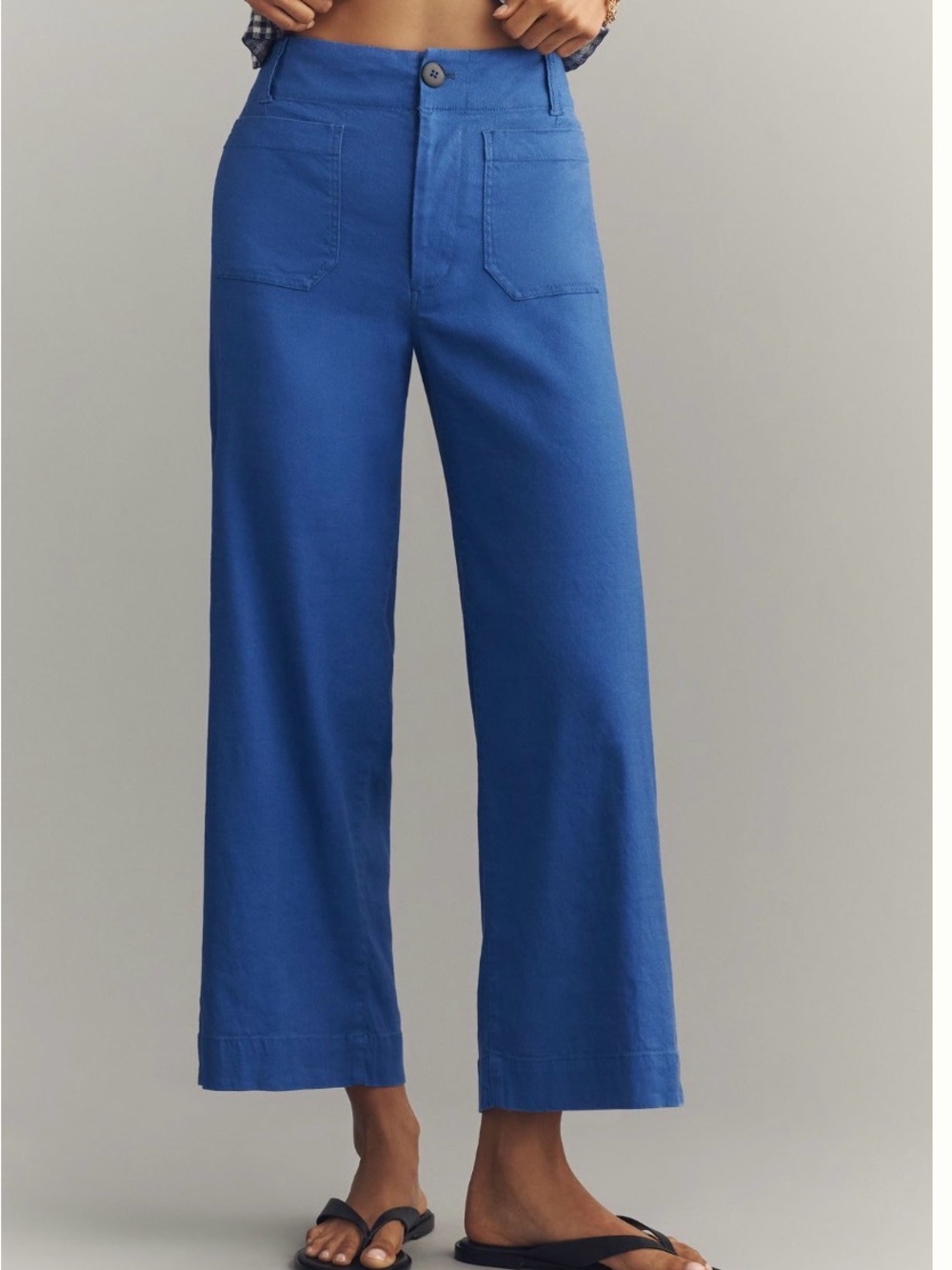 Maeve Wide-Leg Ankle Cropped Pants in Cobalt Blue